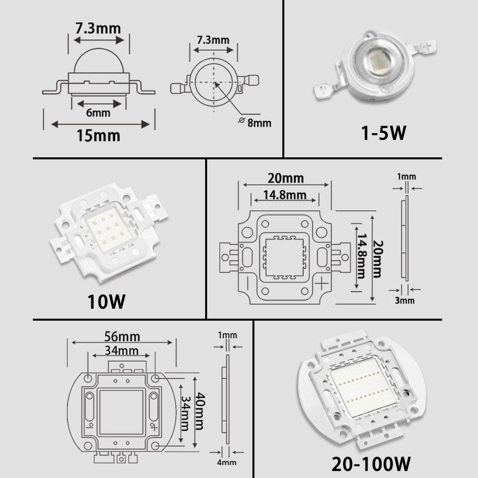 led植物生长灯灯珠LED10W-100W红蓝全光谱440+660nm果蔬多肉补光 - 图1