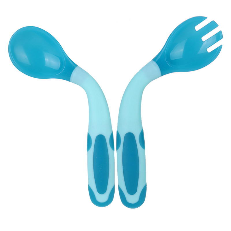 感温勺子辅食勺子儿童餐具宝宝学吃饭训练勺子婴童防烫学习歪头勺