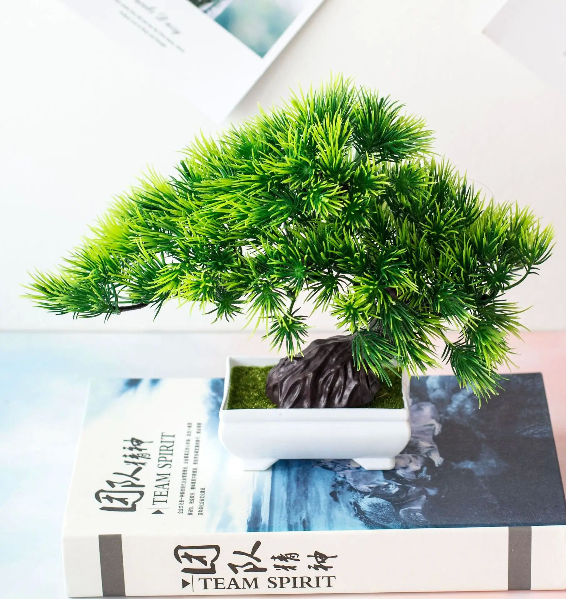 Artificial Plants Potted Bonsai Green Small Tree Plants Fake - 图0