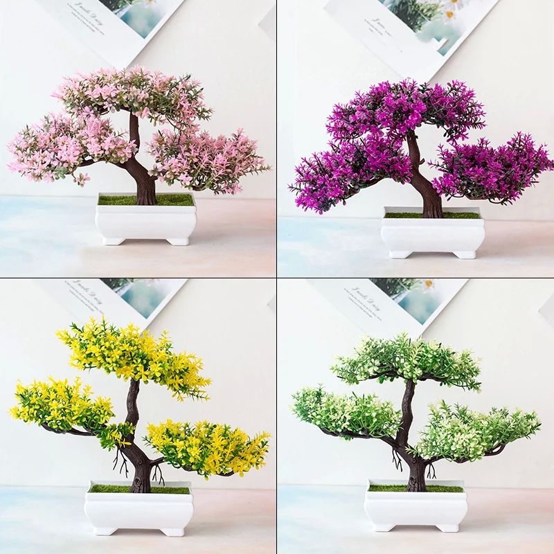 Artificial Plants Bonsai Small Tree Pot Fake Plant Flowers P - 图2