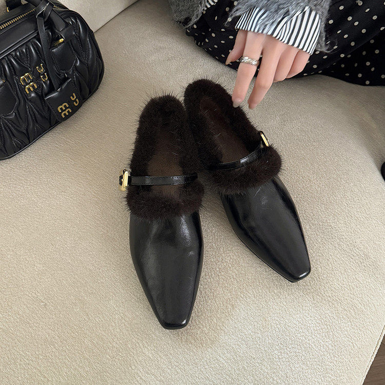 方头内增高TPR(牛筋）胶粘工艺人造短毛绒深口单鞋,淘宝优惠券,粉丝福利购,淘宝优惠卷