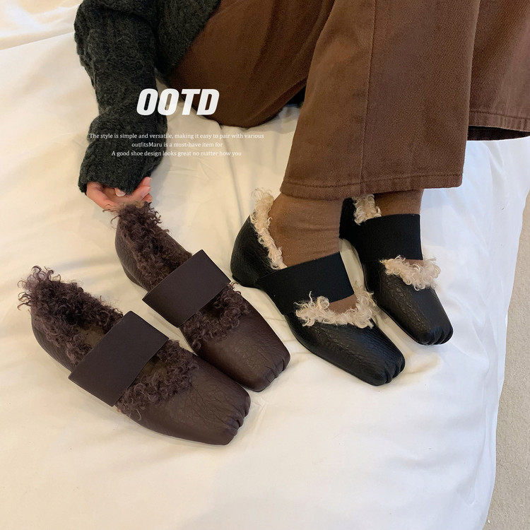 方头内增高橡胶人造长毛绒玛丽珍鞋深口单鞋,淘宝优惠券,粉丝福利购,淘宝优惠卷