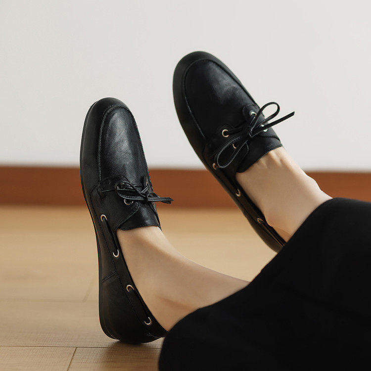 圆头平底橡胶胶粘工艺头层猪皮深口单鞋,淘宝优惠券,粉丝福利购,淘宝优惠卷