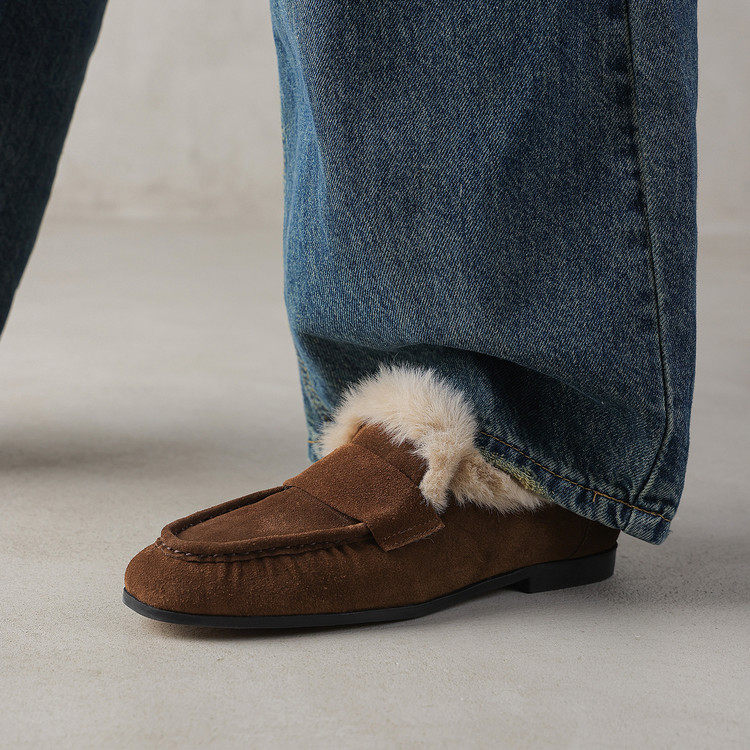 圆头平底橡胶胶粘工艺人造长毛绒乐福鞋（豆豆鞋）,淘宝优惠券,粉丝福利购,淘宝优惠卷