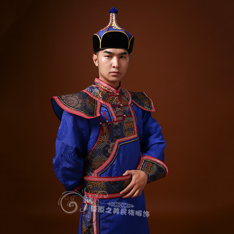 男士蒙古袍日常装生活春秋季长款蒙古舞蹈演出服蒙古族日常服新品_虎窝淘