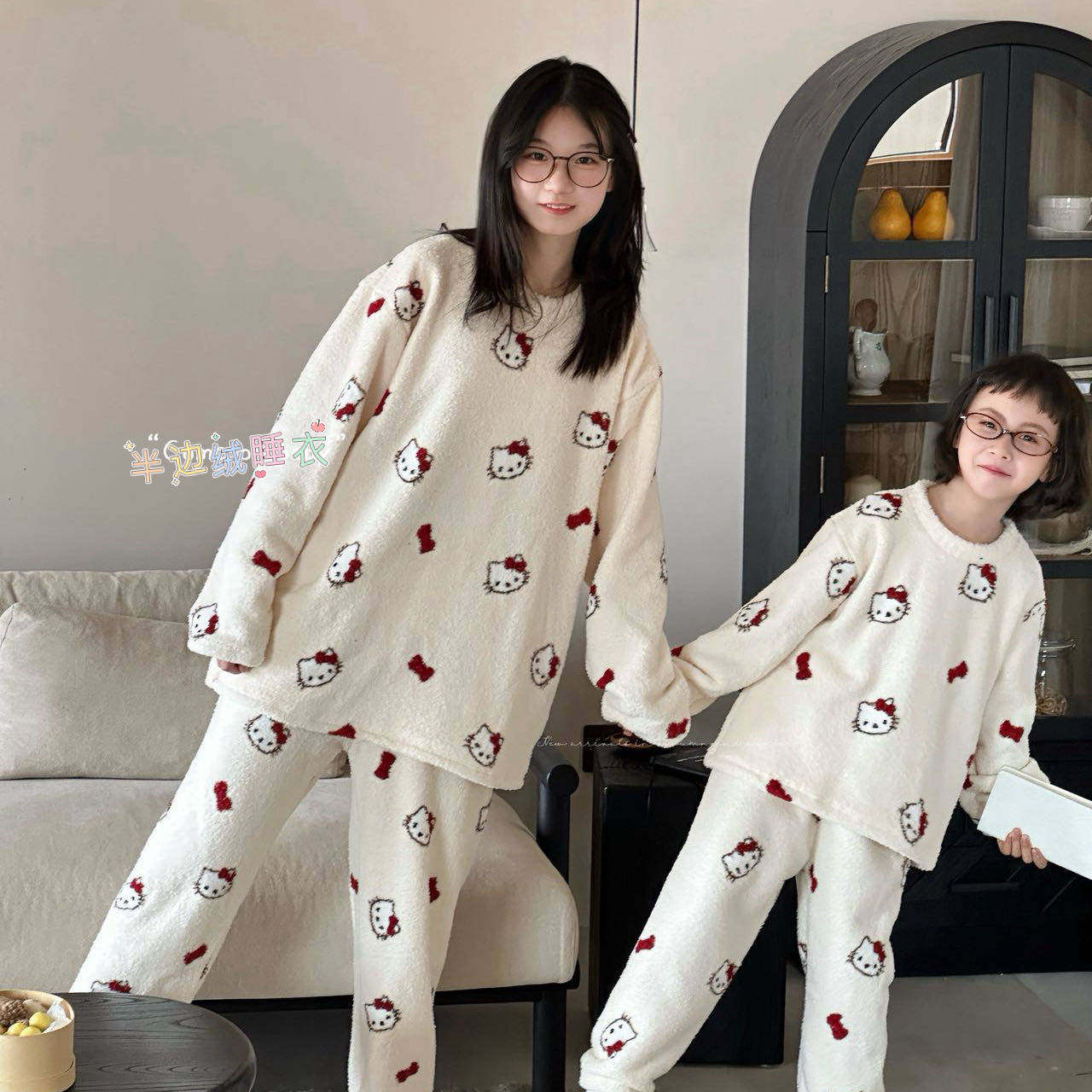 【鹿儿岛】亲子装 | 半边绒圆领卡通睡衣25725,淘宝优惠券,粉丝福利购,淘宝优惠卷