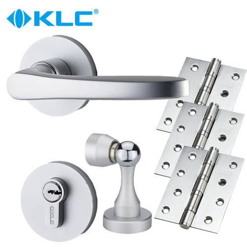 KLC现代简约黑色室内卧室房门锁具把手静音门锁三件套装 - 图1