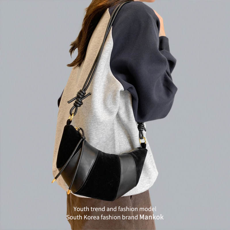 Mankok小众设计包包女2025新款秋冬复古牛角包百搭休闲单肩斜挎包,淘宝优惠券,粉丝福利购,淘宝优惠卷