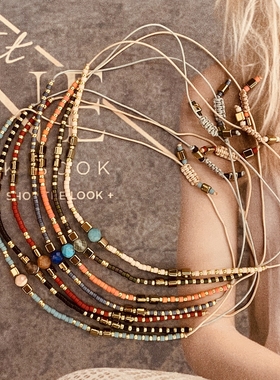 VIKIKO小众设计叠戴串珠宝石手链