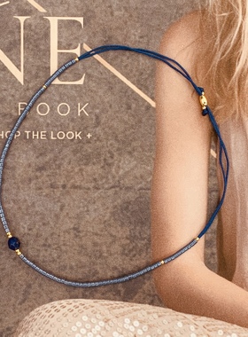 VIKIKO串珠手作饰品 蓝色系天然蓝玛瑙青金石细女生小手链礼物