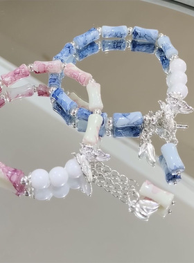 新款设计竹墨蝴蝶手链女