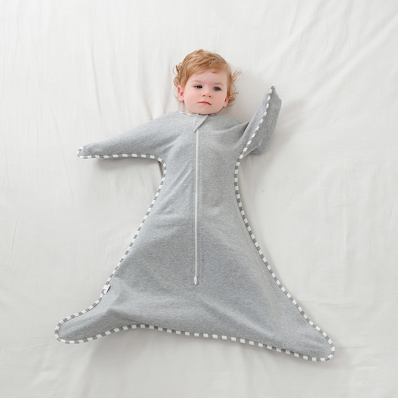 婴儿睡袋春秋薄款幼童纯棉宝宝防踢被新生儿睡衣拉链睡袋投降式多-图0
