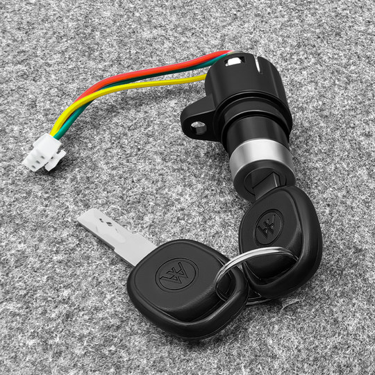 Suitable for Emma electric bicycle simple electric door lock power switch three-wire small head lock curved groove key