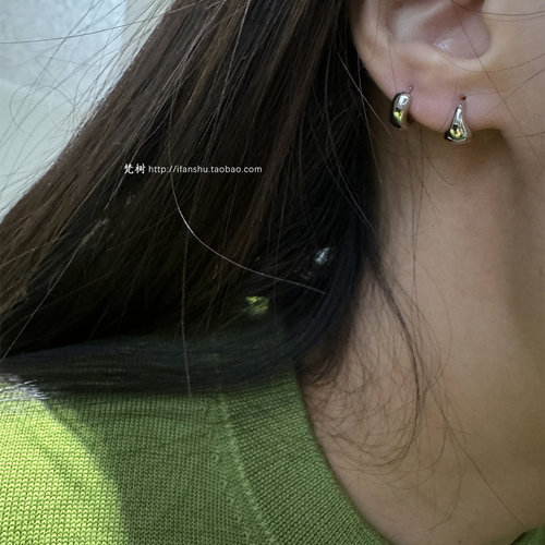 梵树For handmade-《加仑周末》S925迷你水滴流线光面耳扣 - 图1