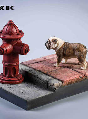 JXK哈士奇卡斯罗圣伯纳罗威纳英国斗牛犬小狗树脂摆件 配地台模型