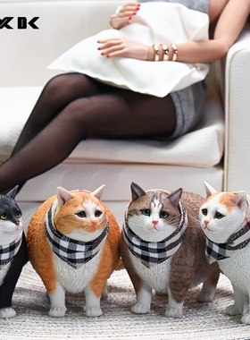 JXK 1/6 换头肥猫高端动物模型简约仿真宠物猫咪创意日常桌面摆件