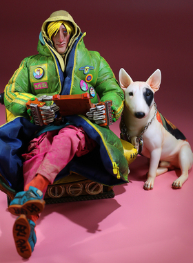 Mr.Z 1/6刺青牛头梗仿真动物模型狗简约网红牛头㹴纹身狗日常桌面