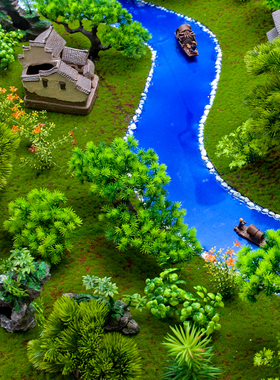 大圆桌微景观客厅新中式风装饰品