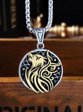 创意狼灵吊坠时尚潮男个性朋克街头钛钢项链简约百搭小众挂件配饰