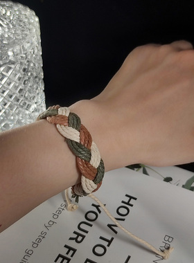 ins风编织手绳情侣手链抽绳调节