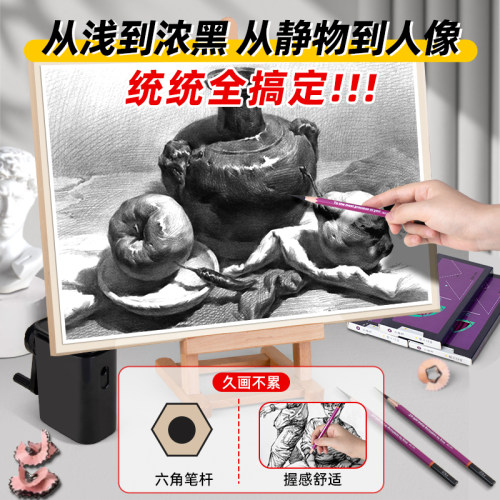 瑞萌特炭笔素描速写碳笔软炭美术生专用速写笔瑞蒙特联考哑光14b铅笔中碳笔中炭软碳硬碳笔瑞特旗舰店素描笔 - 图2