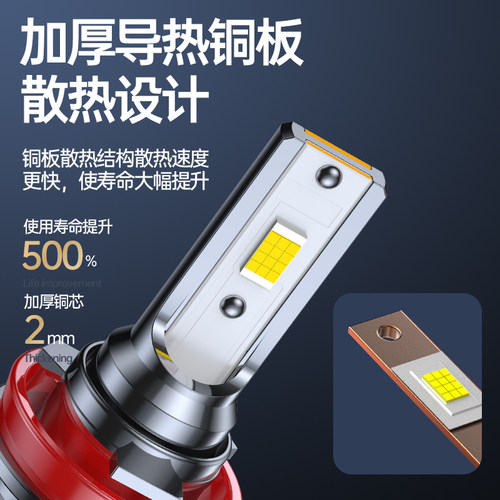 汽车LED大灯泡雾灯超亮h1h4h7h11近远光白强激光车灯9012聚光改装 - 图1