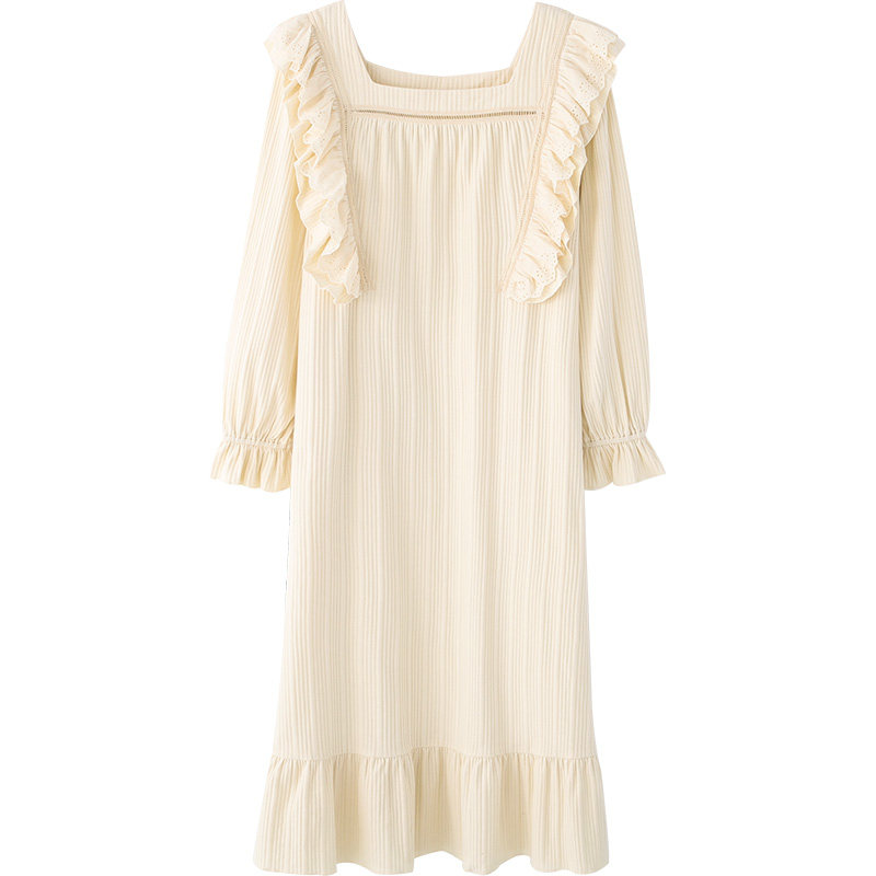 马克公主睡裙秋季纯棉长袖睡衣裙子 马克公主睡裙