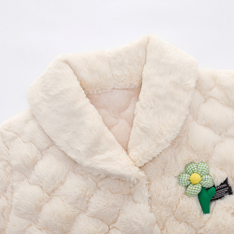 马克公主珊瑚绒睡衣女冬季三层夹棉袄套装加厚加绒可爱外穿家居服,淘宝优惠券,粉丝福利购,淘宝优惠卷