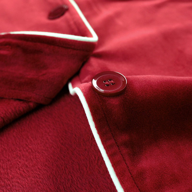 情侣秋冬海岛绒红色男士本命年睡衣 马克公主睡衣/家居服套装