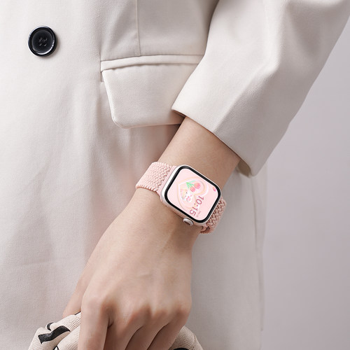 适用苹果手表表带11新款S12/iwatch10尼龙S9编织applewatch9磁吸ultra2运动S8表带iwatch男s7透气se女款6高级 - 图2