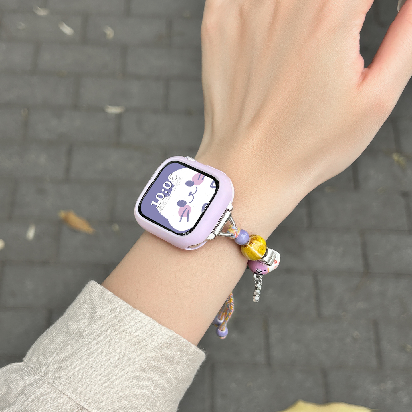 【陶瓷招财猫】适用苹果手表表带s10新款串珠iwatch s9链式腕带AppleWatch智能JY运动s876男女款se夏天配件 - 图0