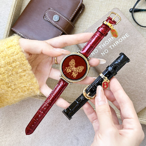 【招财纳福】适用于华为gt6表带新年红watch5竹节纹真皮女款时尚gt5Pro手腕带YS运动智能荣耀手表5Pro定制冬 - 图3