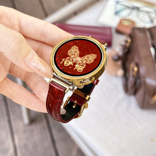 【招财纳福】适用于华为gt6表带新年红watch5竹节纹真皮女款时尚gt5Pro手腕带YS运动智能荣耀手表5Pro定制冬 - 图0