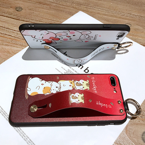 iPhone7plus手机壳女款苹果6硅胶软壳iphone6splus保护套网红i6s斜挎iPhone8plus腕带挂绳i8卡通苹果7女潮牌