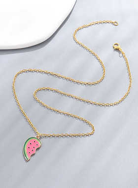 卡通彩虹西瓜项链男女同款