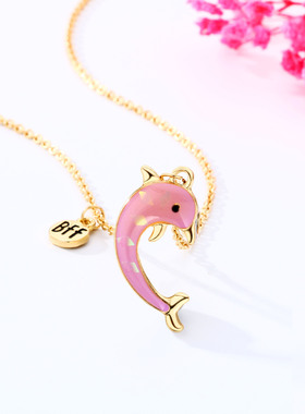 韩版简约磁吸小海豚项链