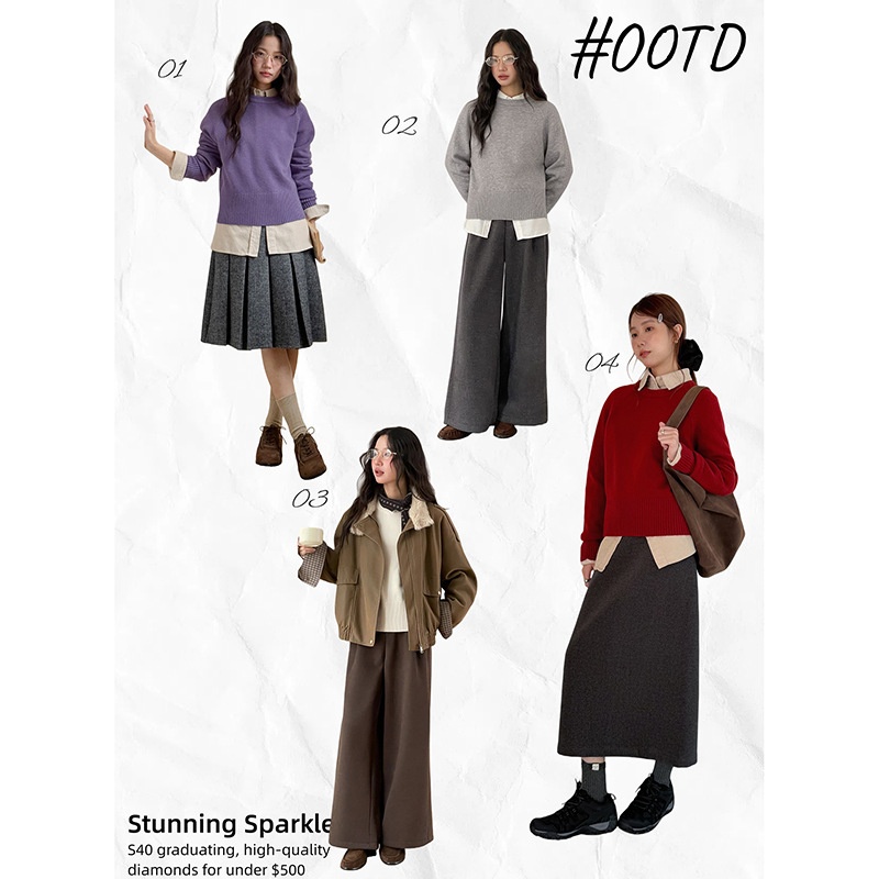 【移动的深秋】基础纯色圆领套头毛衣女冬季新款针织衫n935c - 图0