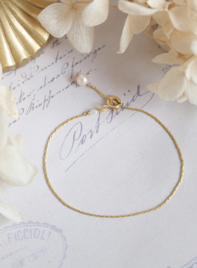 盖娅原创设计风美产纤细珍珠手链