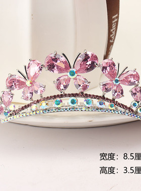 高档儿童锆石皇冠画油水钻王冠女童编发头饰中国风古装汉服发饰品