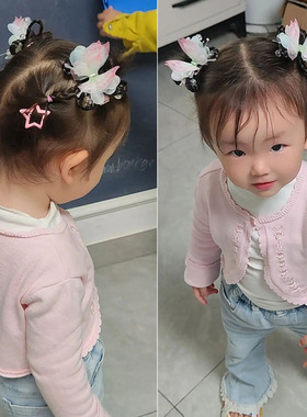 汉服配饰少女渐变双层绢纱蝴蝶发夹古风仙气头饰高级感侧边刘海夹
