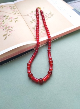 珠帘玉幕端午赵露思同款项链苏慕遮同款项链软璎珞橘红色宫廷项链