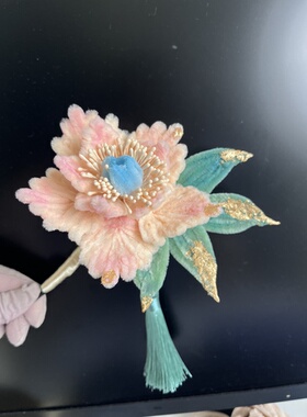 成品！古风汉服头饰成品仿绒花好大一朵花牡丹花木质发簪