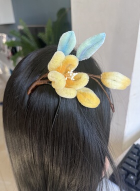 绒花发簪国风头饰发饰