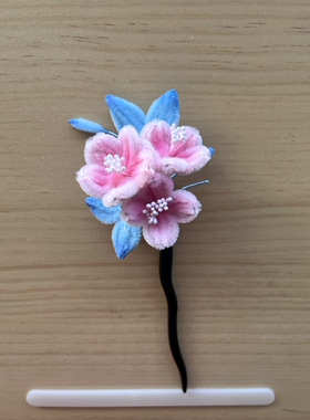 成品发货原创仿绒花非遗手作桃花发饰发夹成品汉服配饰