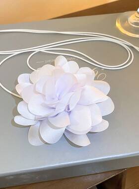 超仙布艺玫瑰花颈链学院风简约高级感项链时尚百搭气质小众项饰女