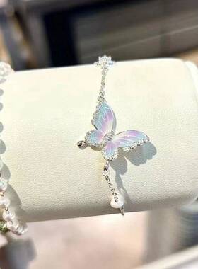 清新碎水晶蝴蝶手链2024年新款高级感气质轻奢小众精致手饰