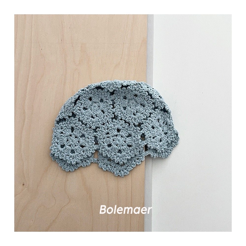 2025秋季新款韩国ins儿童女童复古手工镂空钩花套头针织毛线帽子,淘宝优惠券,粉丝福利购,淘宝优惠卷