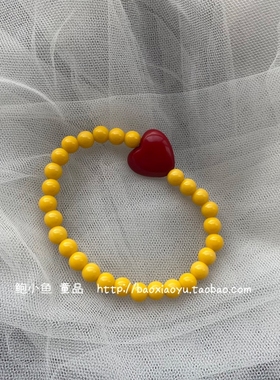 粉绿串珠爱心手链发圈头绳两用