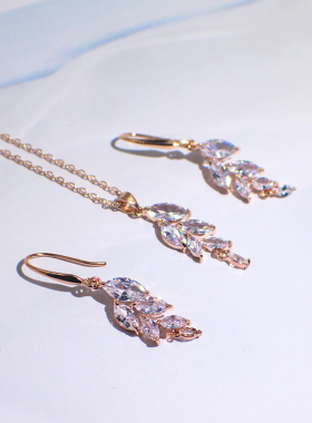 人工锆石耳饰锁骨链柳条耳环