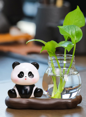 蕊杰办公工位动物水培花瓶小摆件